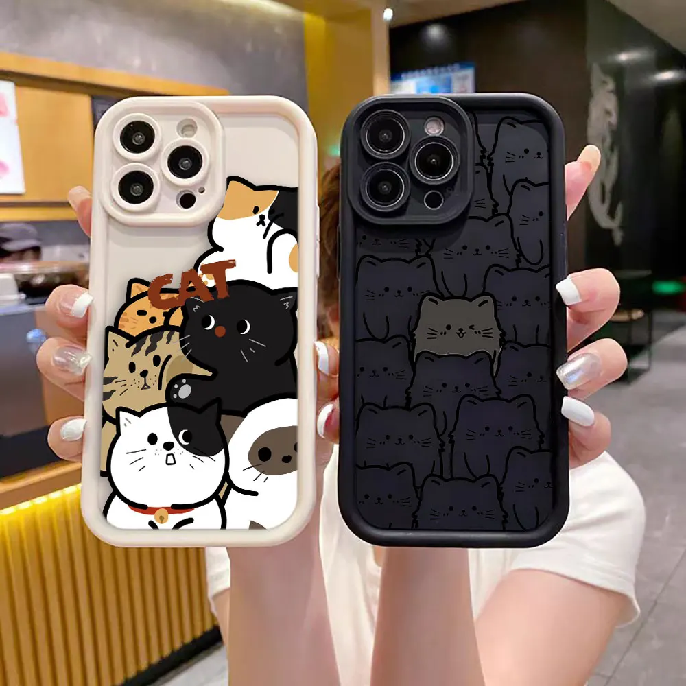 

Cartoon Black Cat Kitten Phone Case For Xiaomi 15 15T 17 14 14T PRO MAX 8 11 12 12T 13 LITE 5GNE TPU Case DIY Shell Funda Cover