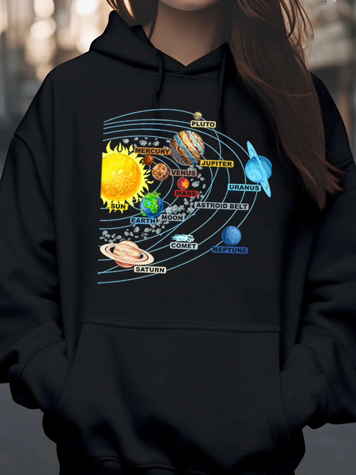 

Толстовка с принтом «Планеты солнечной системы» для любителей науки, повседневная одежда унисекс