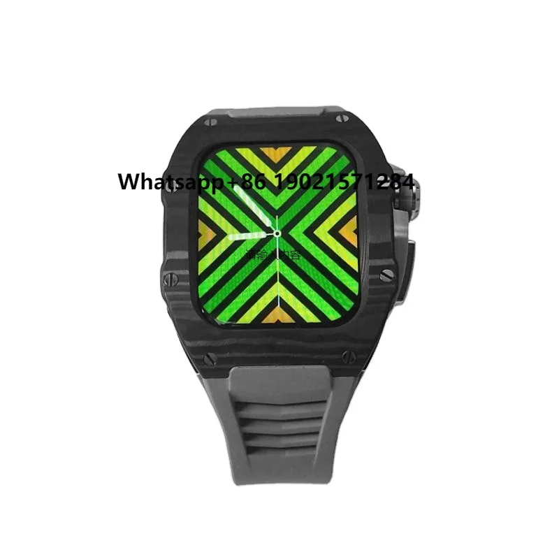 

Unique Craft Carbon Fiber Case Luxury Smart Watch Fluoro Rubber Strap Protective Sleeve Modification Kit for Watch