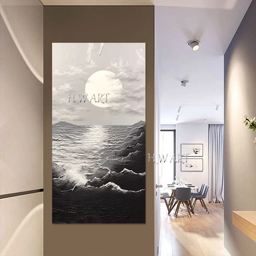 Sea Wave Oil Paintings European Style Decoration Art Poster Abstract Acrylic Canvas Landscape Picture Frameless Wall Hangings