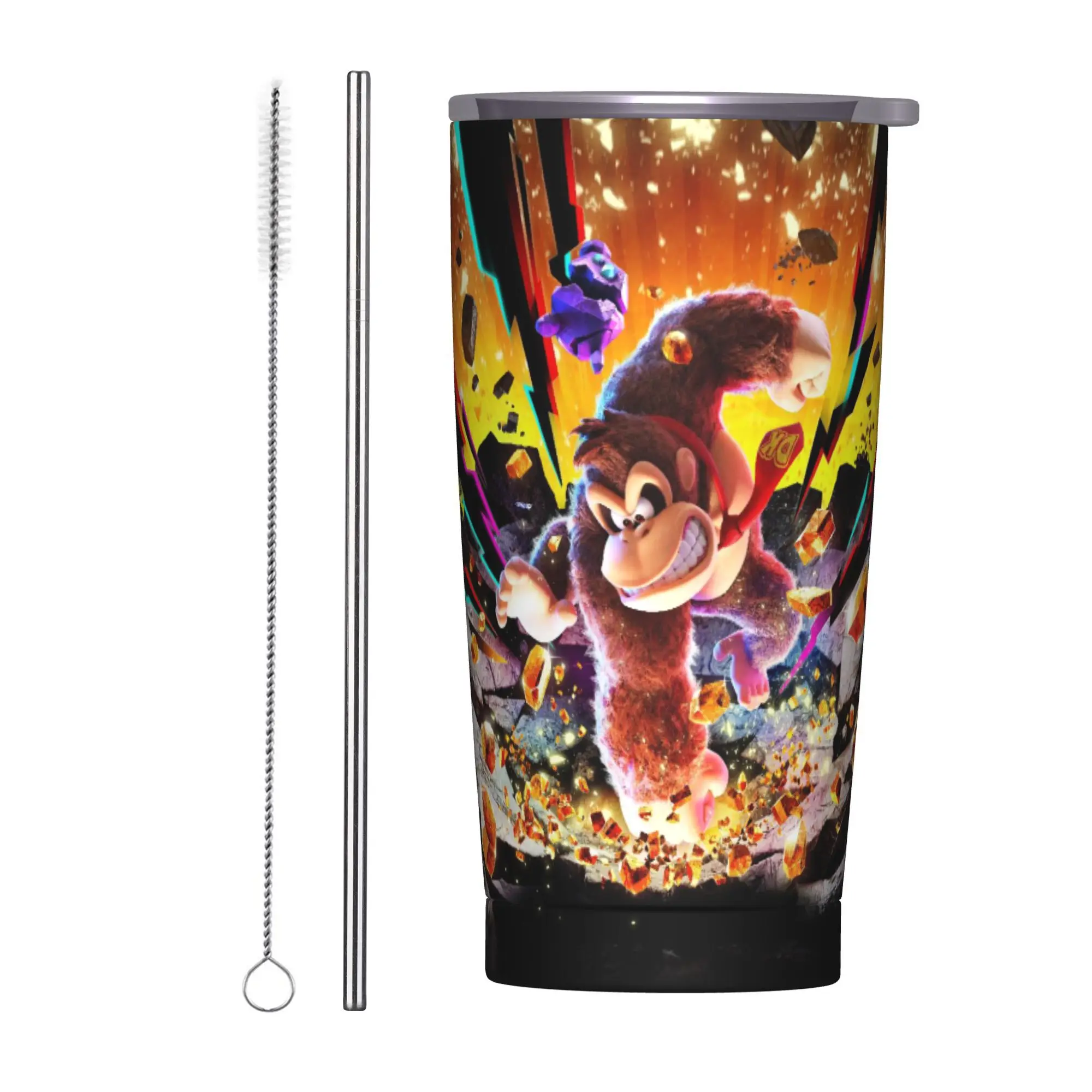 

Donkey Kong Bananza Game Tumbler Vacuum Insulated Thermal Cup with Lid Straw Double Wall Mugs Water Bottle