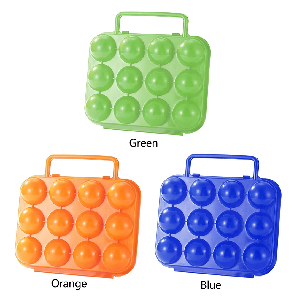 12 Grid Egg Container Portable Outdoor Eggs Carrier Protection Box Plastic with Handle for Picnic Hiking Travel