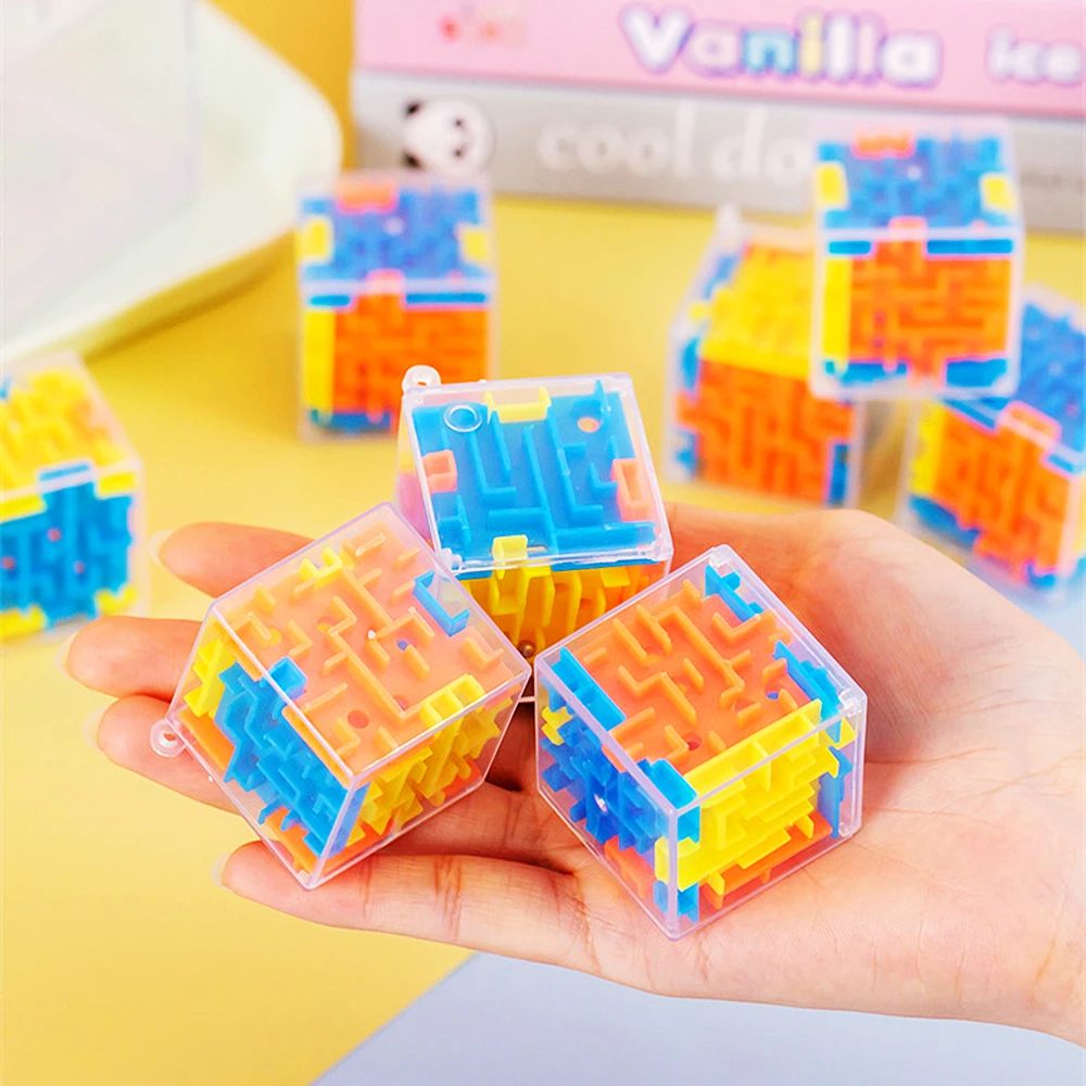 10Pcs Fun 3D Cube Rolling Beads Maze Educational Toys Boys Girls Birthday Wedding Guest Gift Giveaway Christmas Kids Gift Pinata