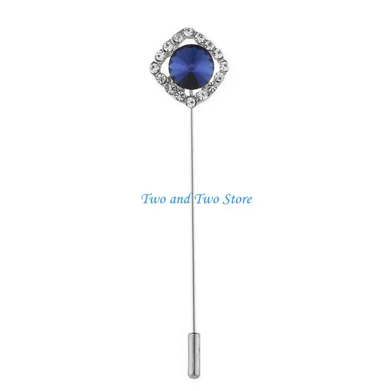 HX6F Crystal Studded Collar Pin Ergonomic Closure Brooch Pin Works With Any Fabric