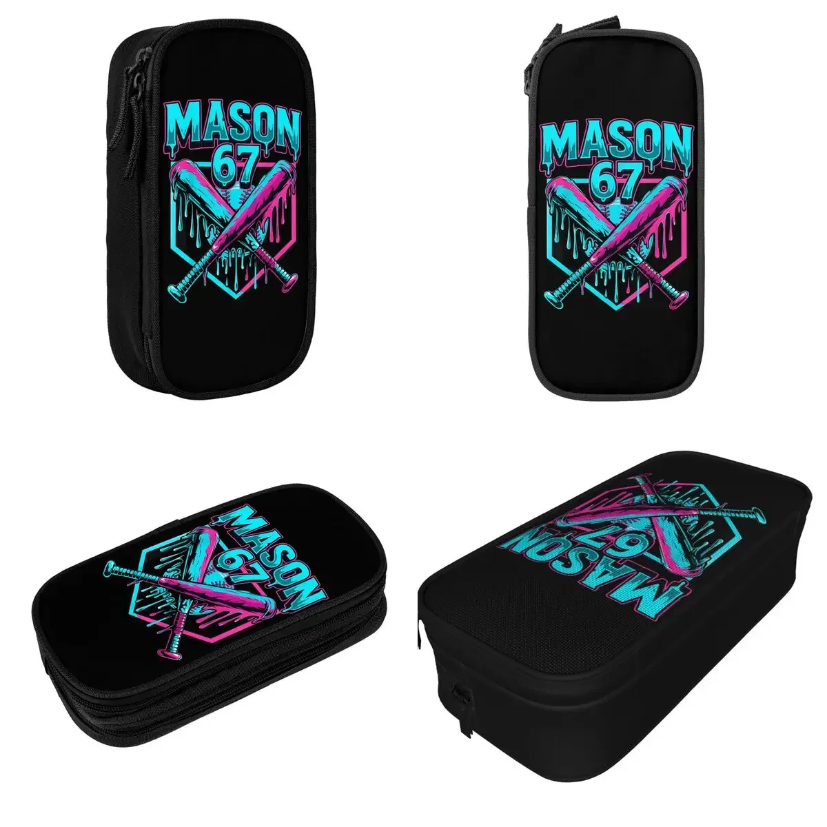 Mason 67 Funny Ice Cream Drip Baseball Meme Graphics Pencil Cases Bag for Student Large Storage School Supplies  Pencil Box
