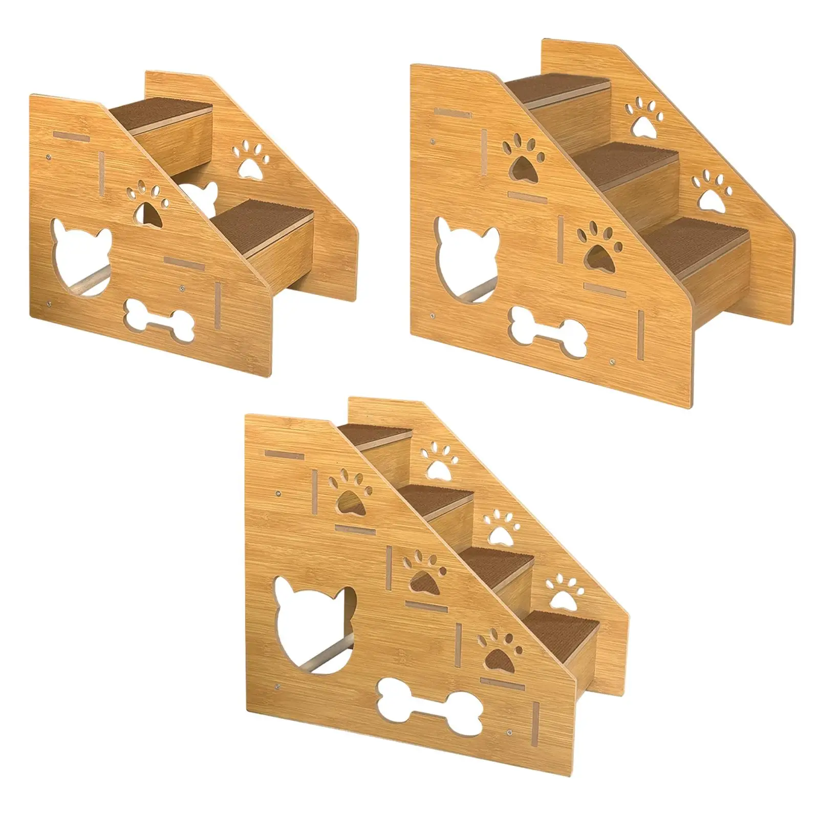 

Wooden Pet Dog Climbing Stairs Ladder Foldable Ramp Non Slip Thickened Mat for Small Dog Bed Access