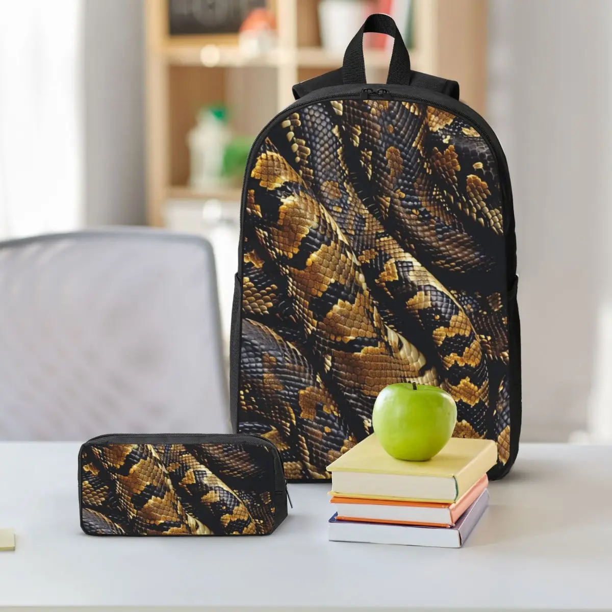 Snakes On A Train Backpack Boys Girls BookBag School Bag Shoulder Bags 3ps Insulated Lunch Bag Pencil Case