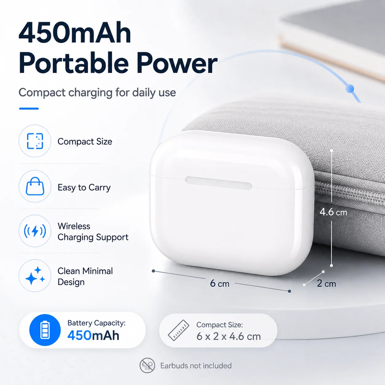 Charger Case Replacement For Airpods Pro 3 Wireless Earbuds Charging Case Wired & Wireless Charging Case 450mAh Large Capacity