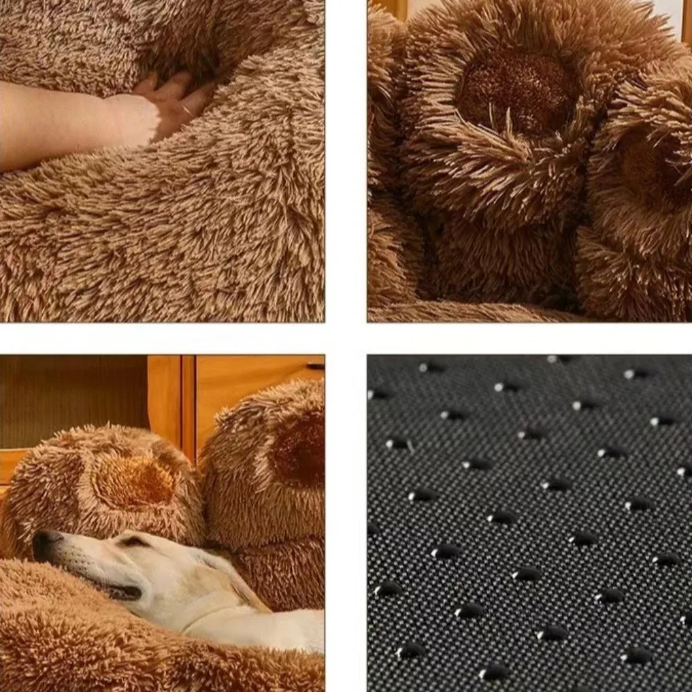 Pet Dog Sofa Beds Bear Paw Shape Mat Small Dogs Warm Large Dog Bed Mat Pets Kennel Washable Plush Medium Basket Puppy Accessory