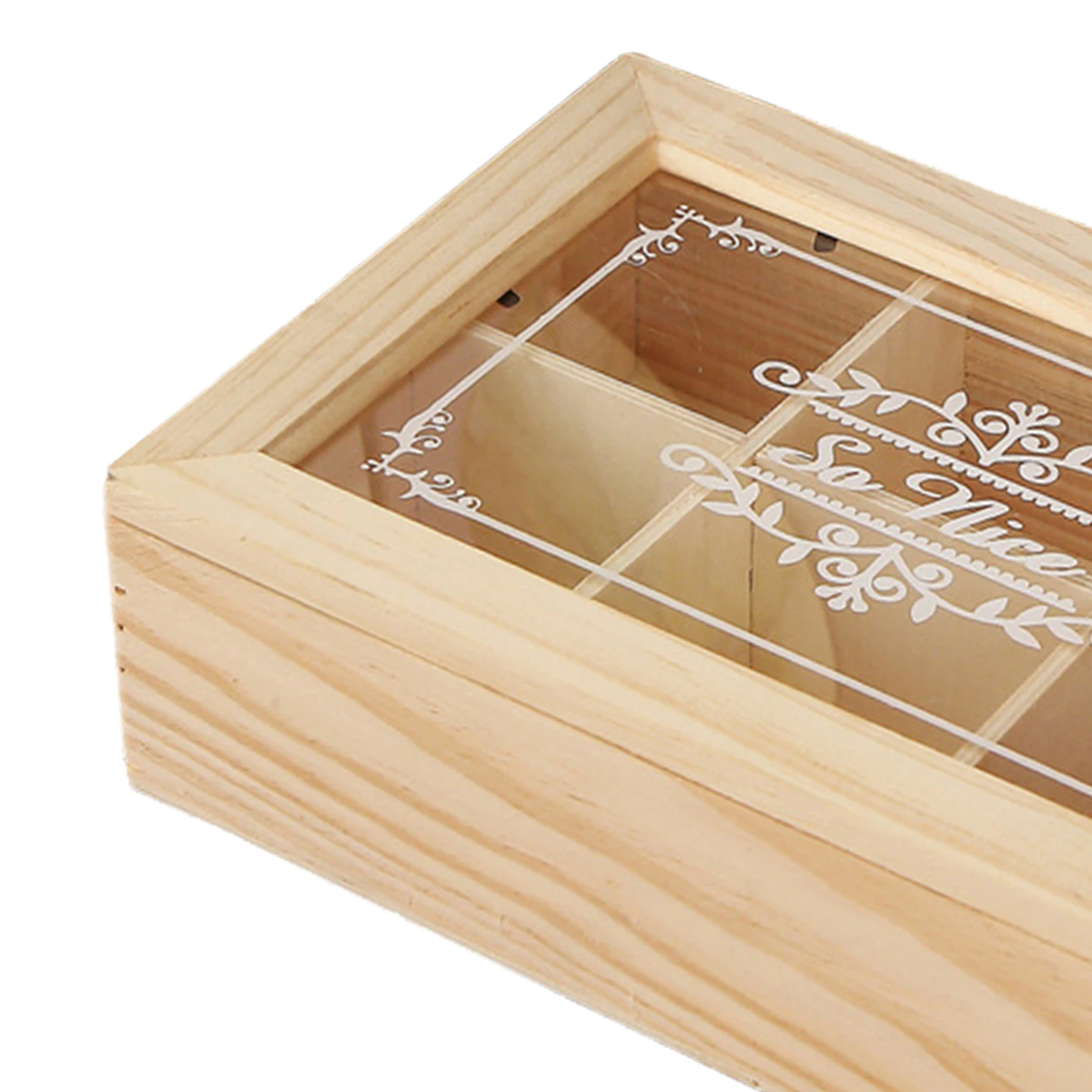 Wooden Tea Box 6 Grids Multifunctional Tea Storage Box with Lid Tea Bag Holder for Home Cabinet Kitchen Decor Organization