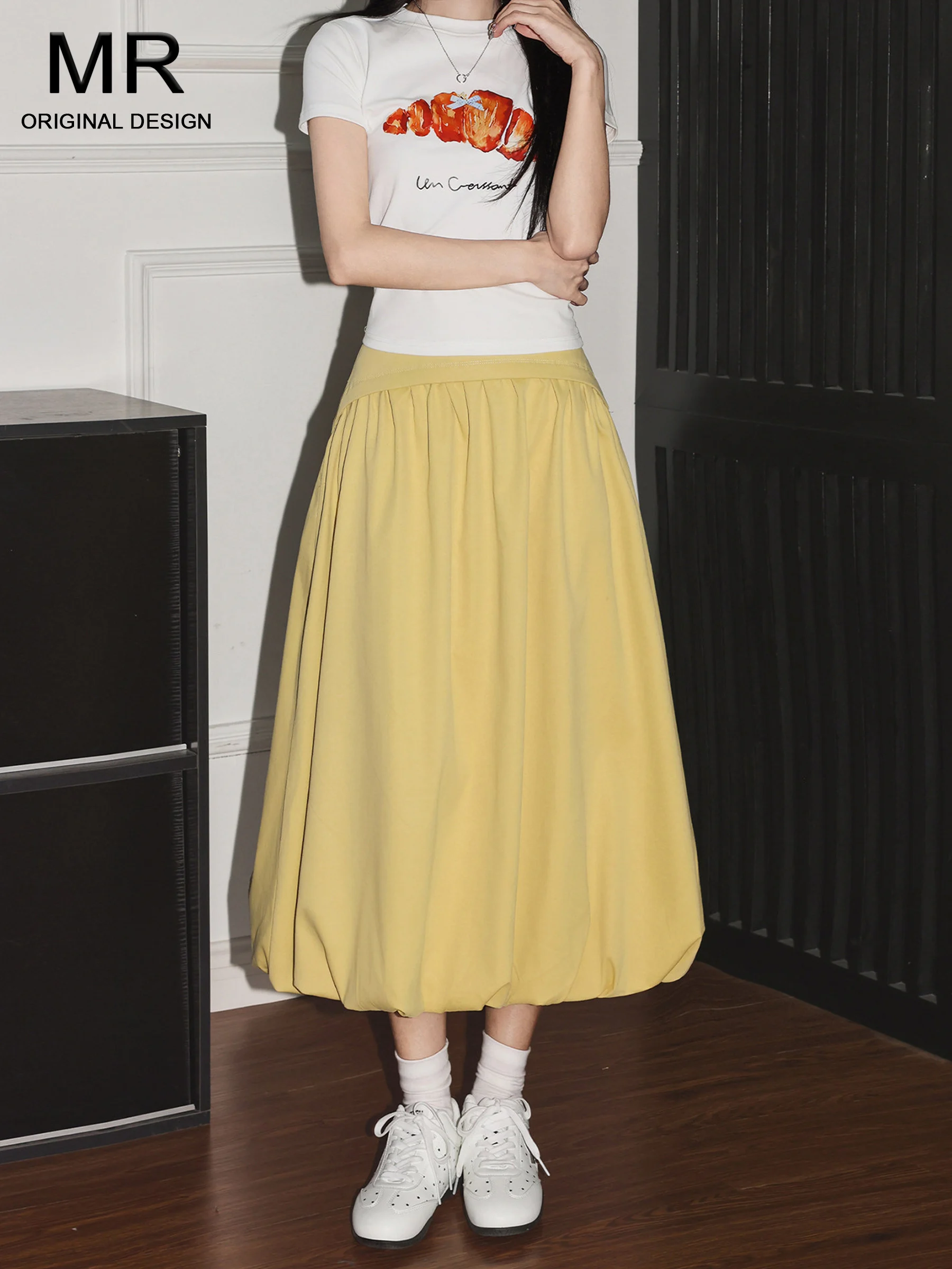 

Yellow High Waist A-Line Skirt Women's Summer Loose Slimming Gored Skirt Casual Style Standard Fit Chinese Manufacturer