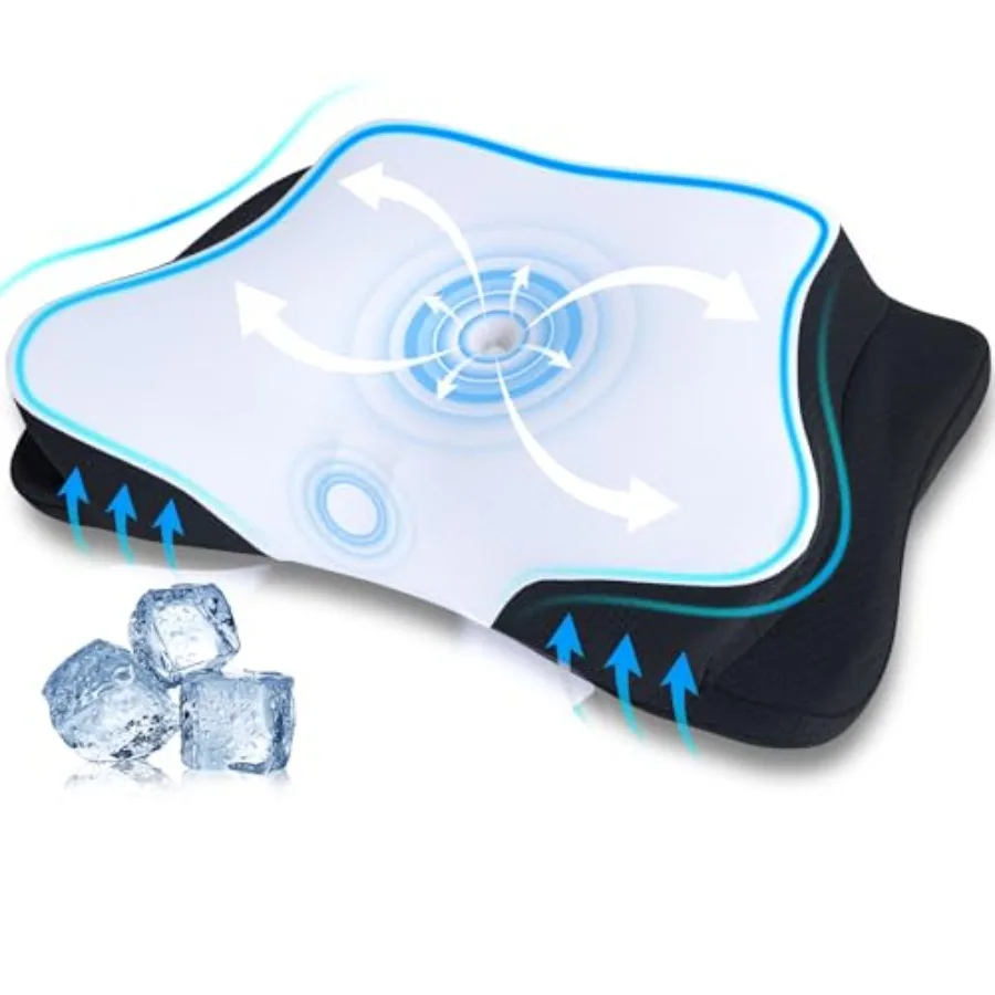 

Cooling Cervical Neck Pillow for Sleeping Contour Side Sleeper Pillow for Adults Ergonomic Memory Foam Orthopedic Neck Pain Rel