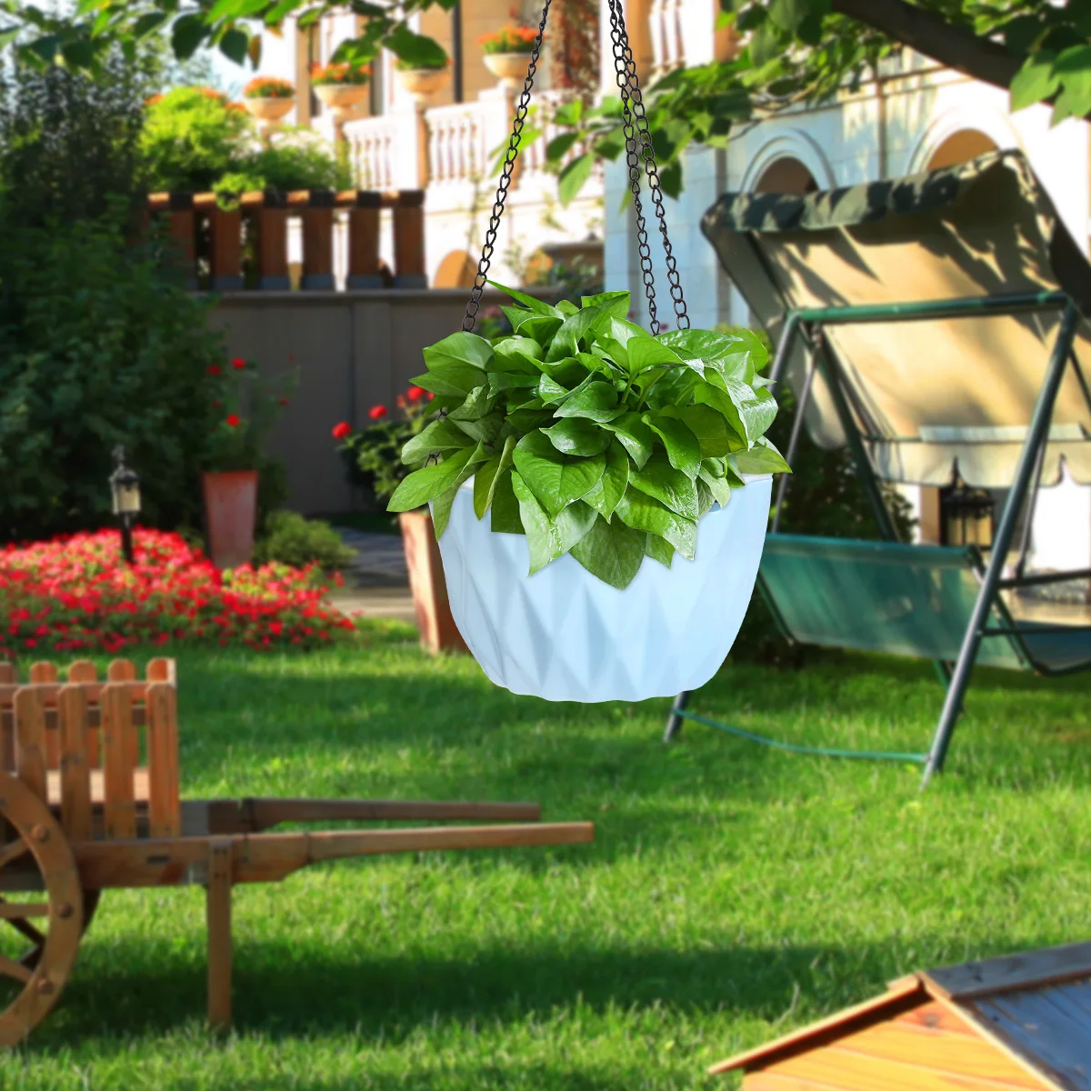 

Hanging Flower Pots Pink Resin Indoor Plant Baskets Water Level Indicator Durable Home Decor Plastic Flowerpot Breathing Design