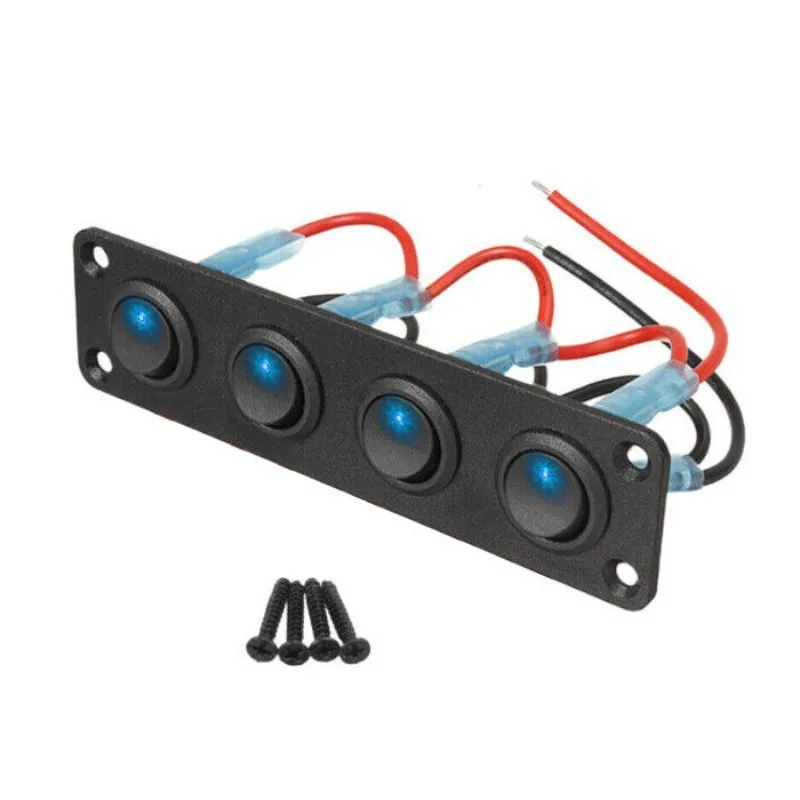 شاحن سيارة عين القطة 4-عصابة، لوحة مفاتيح بإضاءة خلفية LED لقارب السيارة RV #6