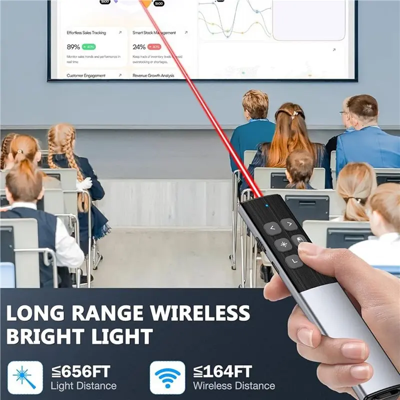 DT23 Wireless Presentation Clicker with Air Mouse Rechargeable Remote for PowerPoint PPT Presenter