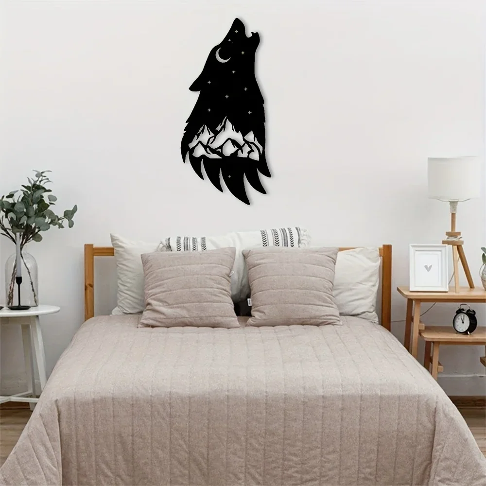 

Howling Wolf Southwest Metal Wall decoration Art Steel Outdoor Decor Home Decoration Livingroom Bedroom background decor