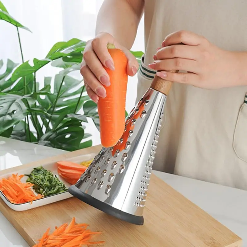 1pc Stainless Steel Cheese Grater Cone Handle Efficient Vertical Planer for Kitchen for Cheese Fruits Veggies