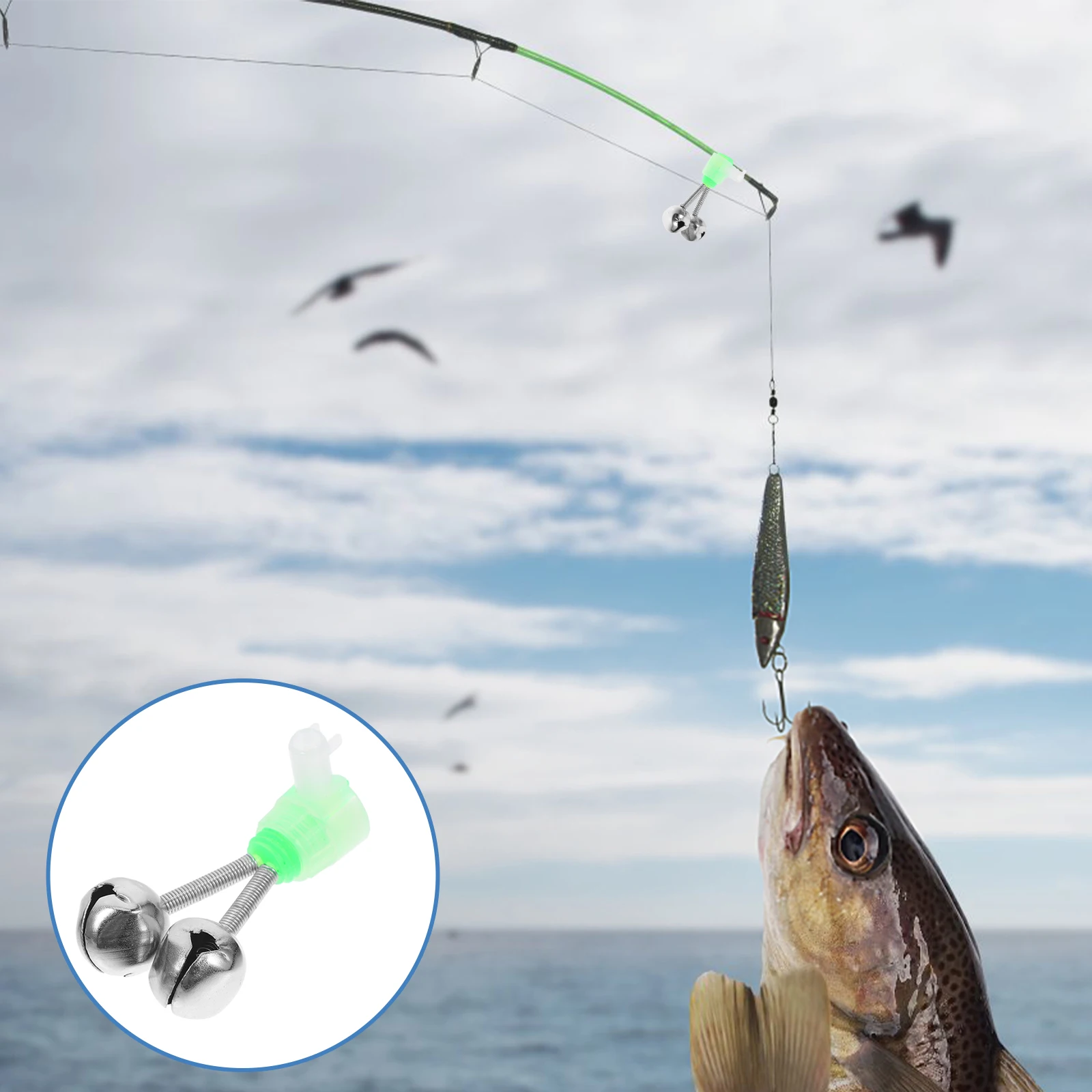 

5 Fishing Bell Alarms 22x16x22mm Plastic Alloy Twin Bells Clip Night Fishing Accessories Loud Indicator for Pole