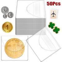 50PCS Single Pocket Coin Sleeves Clear Plastic Coin Holders Individual Coin Protectors Pouches for Coin Currency Bills Collector
