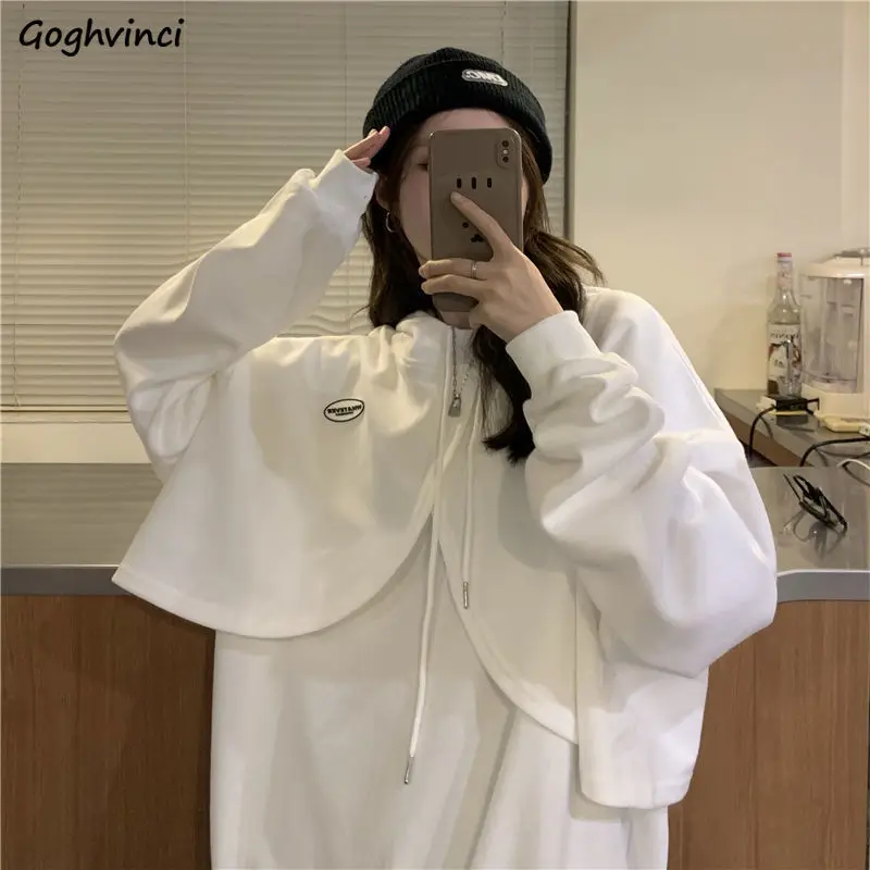 Sets T-shirts Hoodies Women Streetwear Harajuku Simple Basic New Design Korean Fashion Hip Hop All-match Leisure Unisex Hot Sale