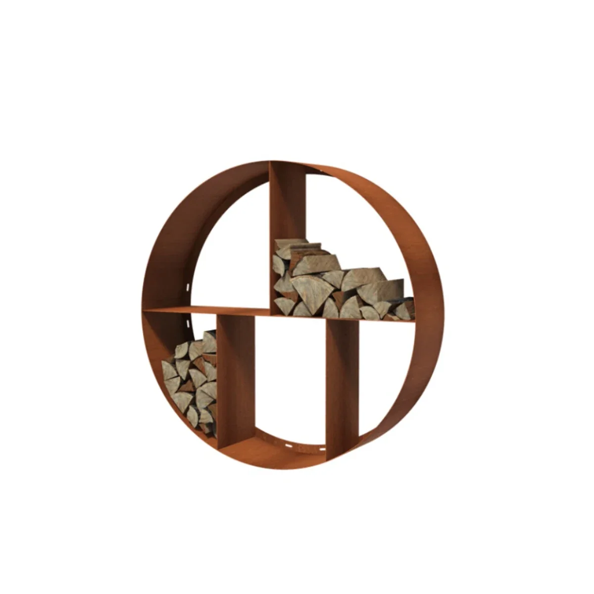 Corten Steel Outdoor Firewood Storage Holder Rustic Wooden Log Rack for Landscaping & Decking