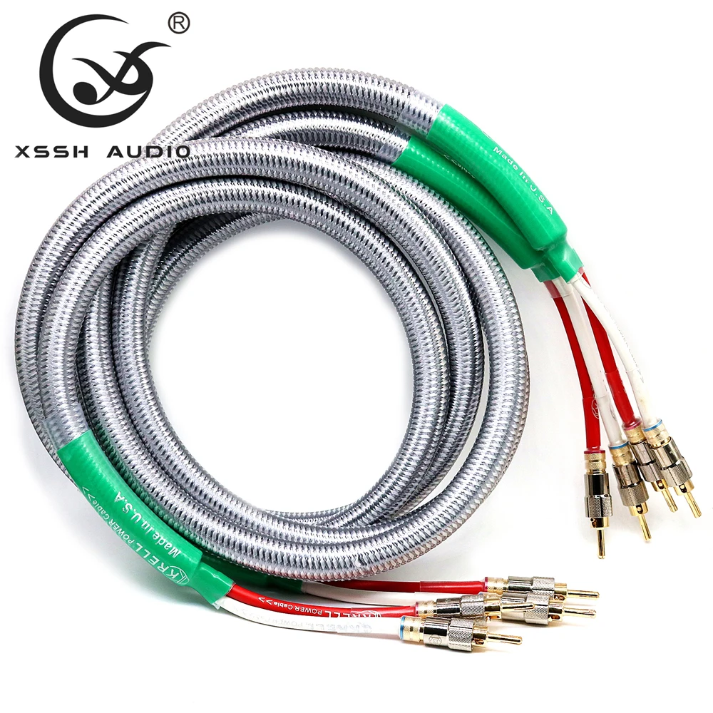 1 Pair 2m 2.5m 3m XSSH Audio DIY OEM HIFI System Sound Bile Amplifier Gold Plated Banana Connector Plug Speaker Cable Cord Wire