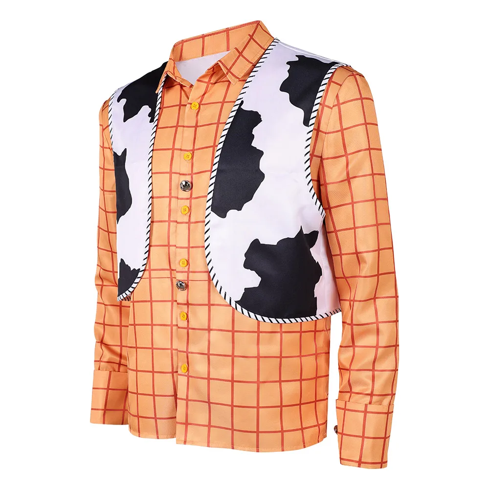 Woody Cosplay Costume Adult Men Long Sleeve Shirts Hat Cap Scraf Disguise Roleplay Fantasia Outfit Halloween Carnival Party Suit view 3