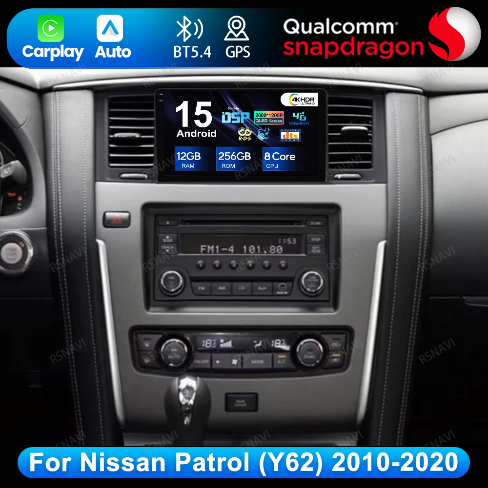 

Android 15 для Nissan Patrol (Y62) 2010-2020 Viedo Player IPS QLED DSP Автомобильный радиоприемник Авторадио Qualcomm Мультимедиа AI Voice AUTO BT