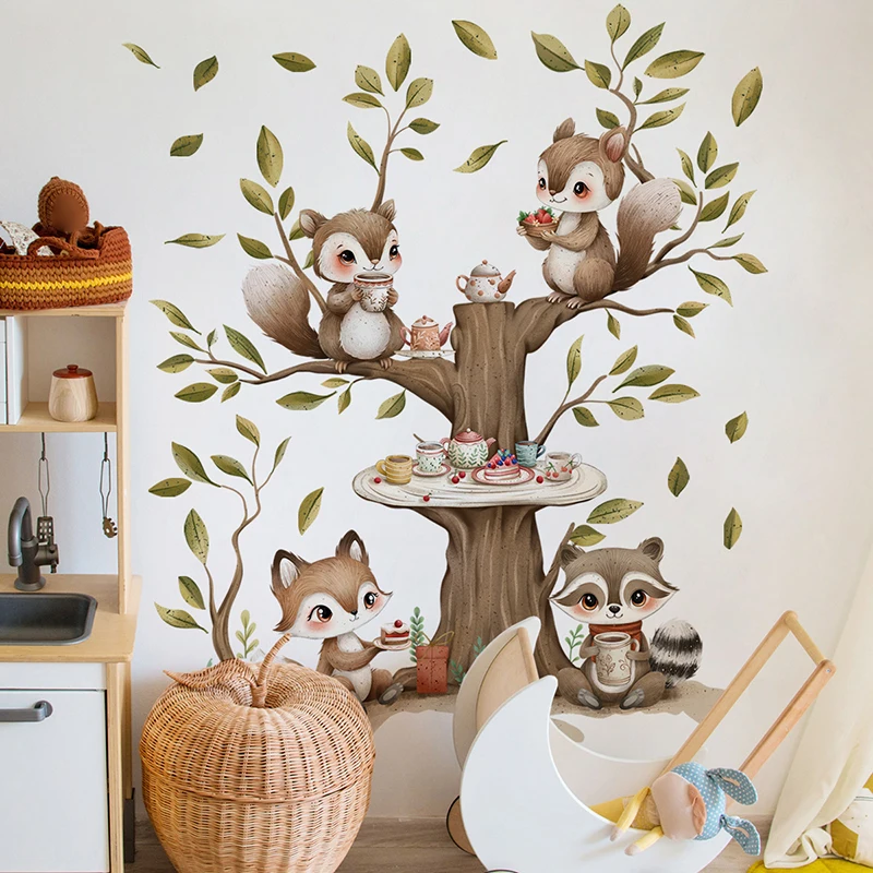 Baby Nursery Tree - Autocollant mural en vinyle, Animal de