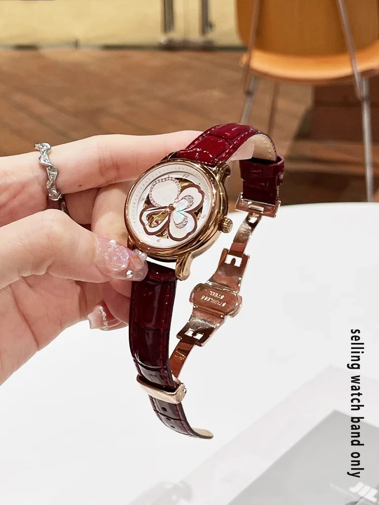 النساء فراشة مشبك جلد طبيعي حزام ساعة اليد ل Fiyta LA8262 LA8562 أي ماركة حزام موضة الأدمة حزام الساعات سوار