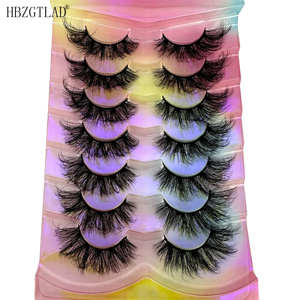 AMSDCN NEU 7 Paar Weiche Lange Künstliche Wimpern Natürlicher Nerz-Look Handgefertigt Dichte Winged Cat Eye Falsche Wimpern Beauty Make-up Wimpernverlängerung
