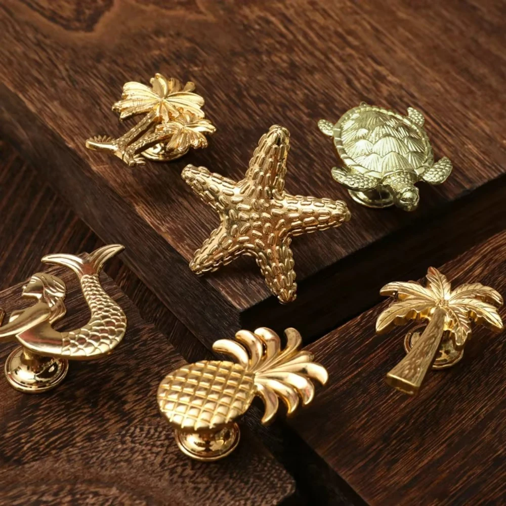 Cabinet Knob Handle for Furniture and Drawers Cupboard Door Handles Pulls Drawer Knob Gold Dresser Knob Plant Animal Handle