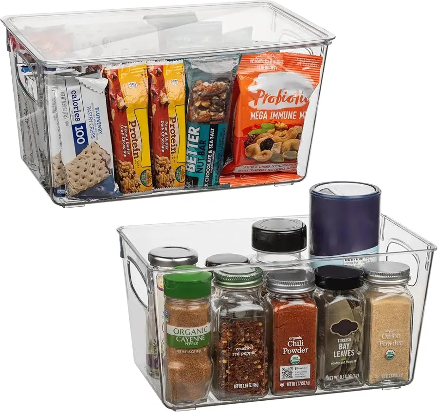 

CLEARSPACE Plastic Pantry Organization and Storage Bins with Lids - Perfect Kitchen Organization or Kitchen Storage - Fridge Org