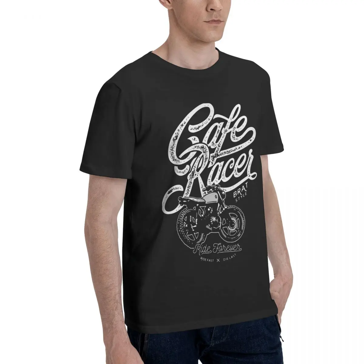 Cafe Racer Motorcycle Ride Forever T-Shirt for Men Women Cool Cotton Tees Crew Neck Short Sleeve T Shirts Plus Size Clothing