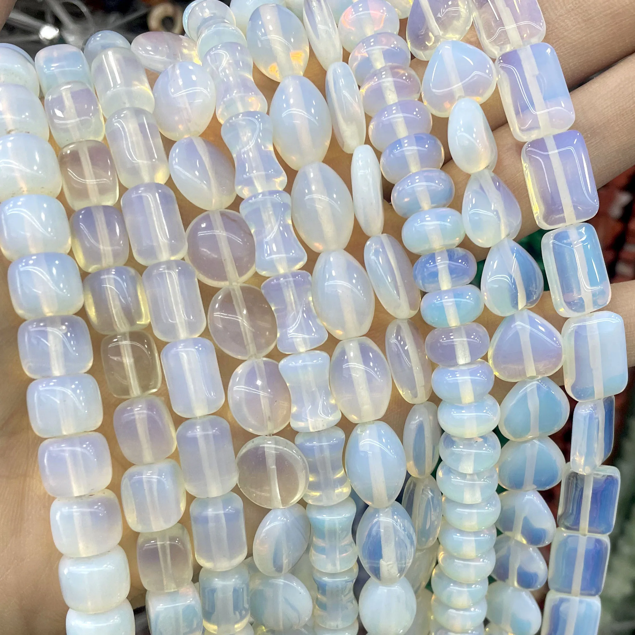 الحجر الطبيعي الأبيض أوبال غير النظامية جولة الأوجه Rondelle خزر عازل DIY بها بنفسك النساء سوار قلادة أقراط لصنع المجوهرات