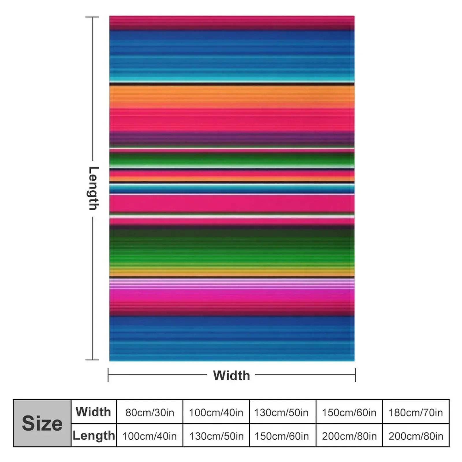 Mexican Blanket Striped Fiesta Serape Throw Blanket couch cozy soft plush fuzzy picnic outdoor blanket
