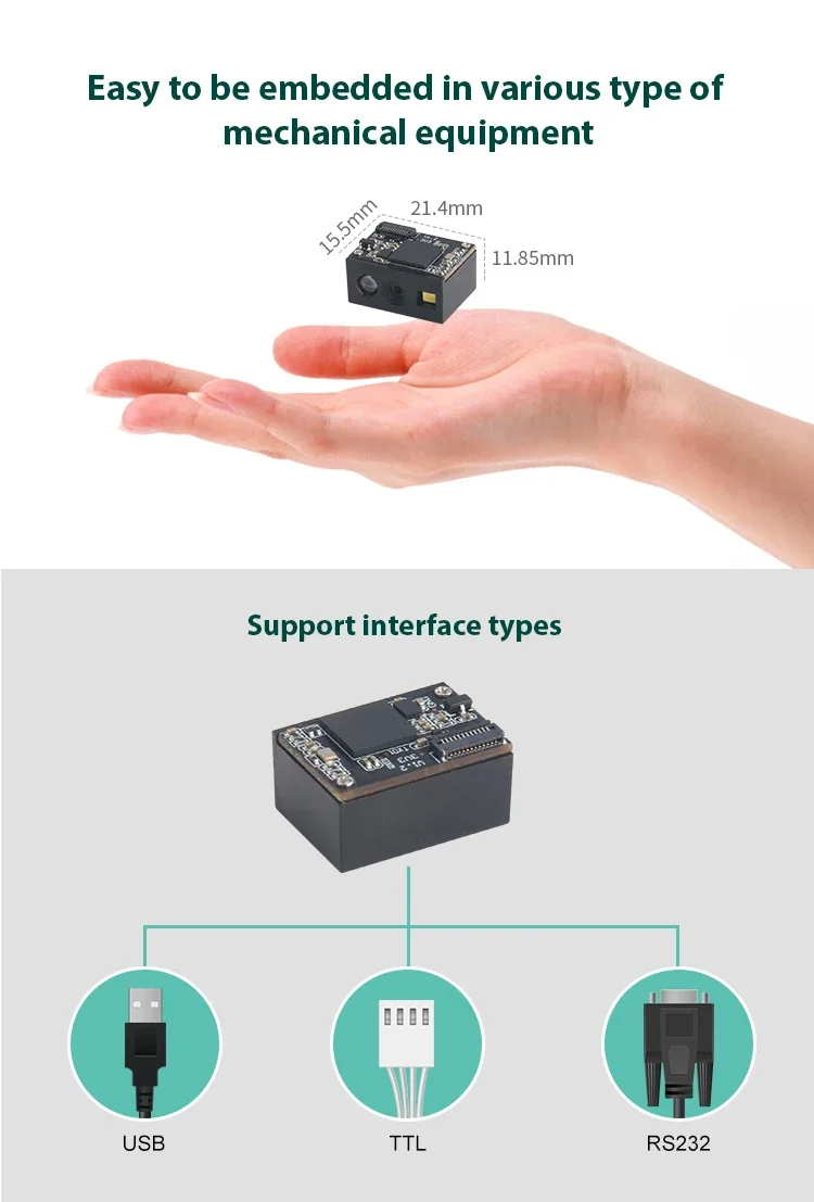 2D vaste gemonteerde QR-code barcodelezer USB RS232 barcodescannermodule voor kiosk