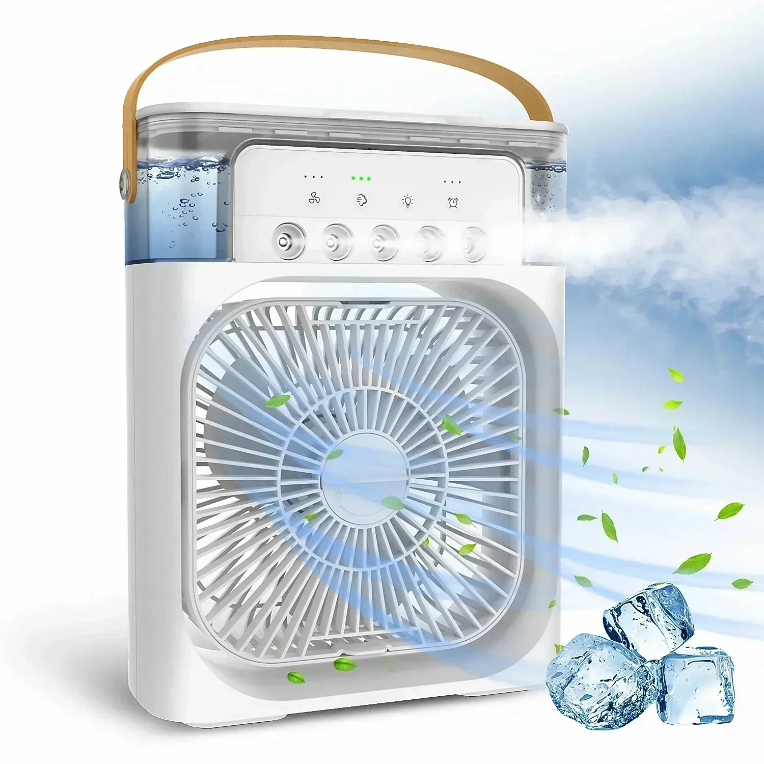 Portable Humidifier Fan 3 in 1 Air Conditioners USB Electric Fan LED Night Light USB 3 Speed Household Small Air Cooler