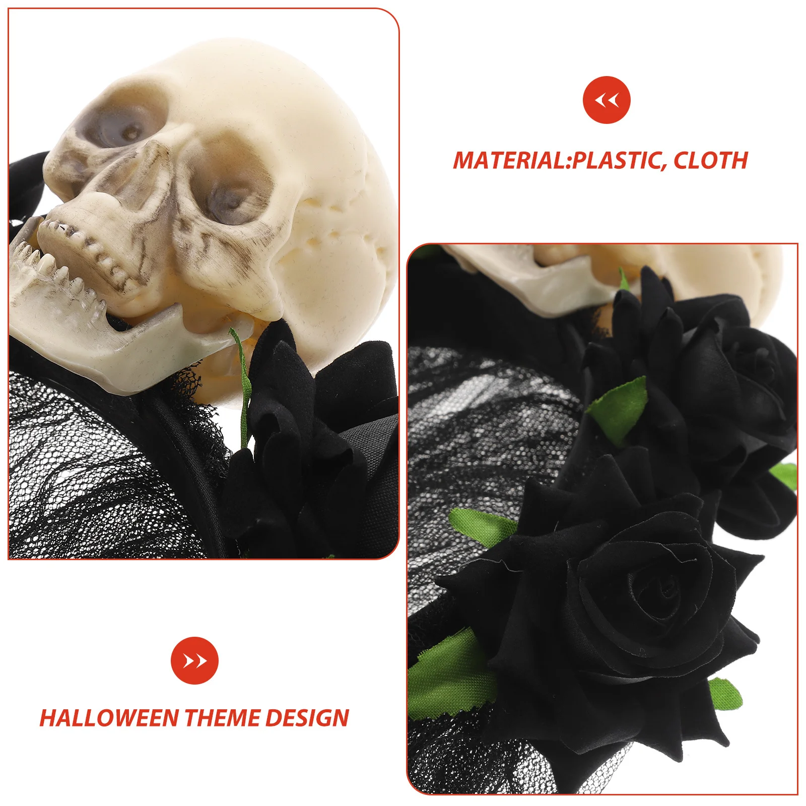 

Skull Veil Headband Personalized Sturdy Material Halloween Party Cosplay Hair Hoop Veil Headband Role-Playing Accessories