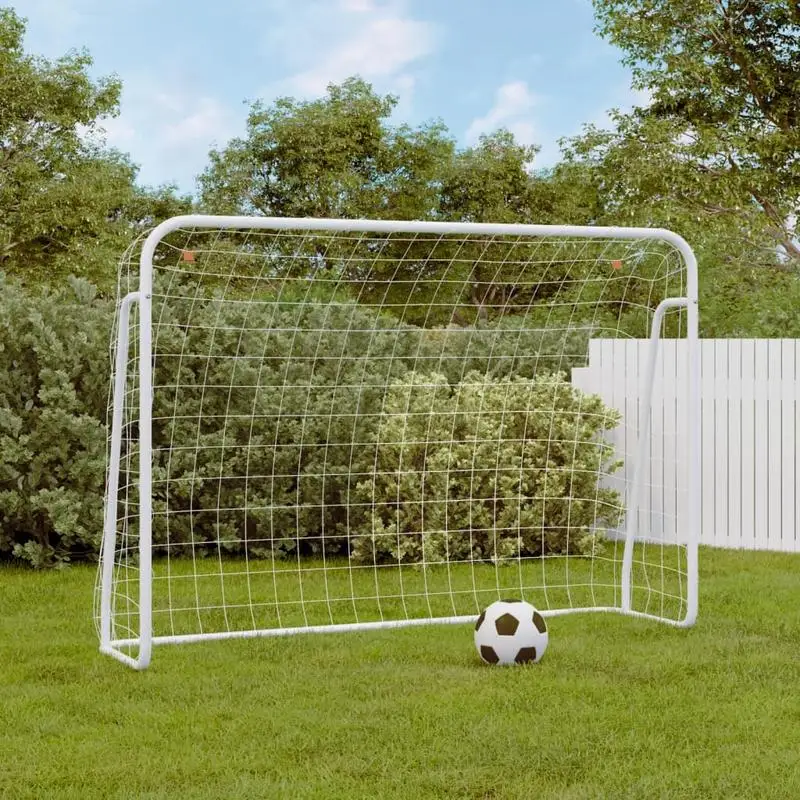 Portería de fútbol blanca 214x75x152 cm