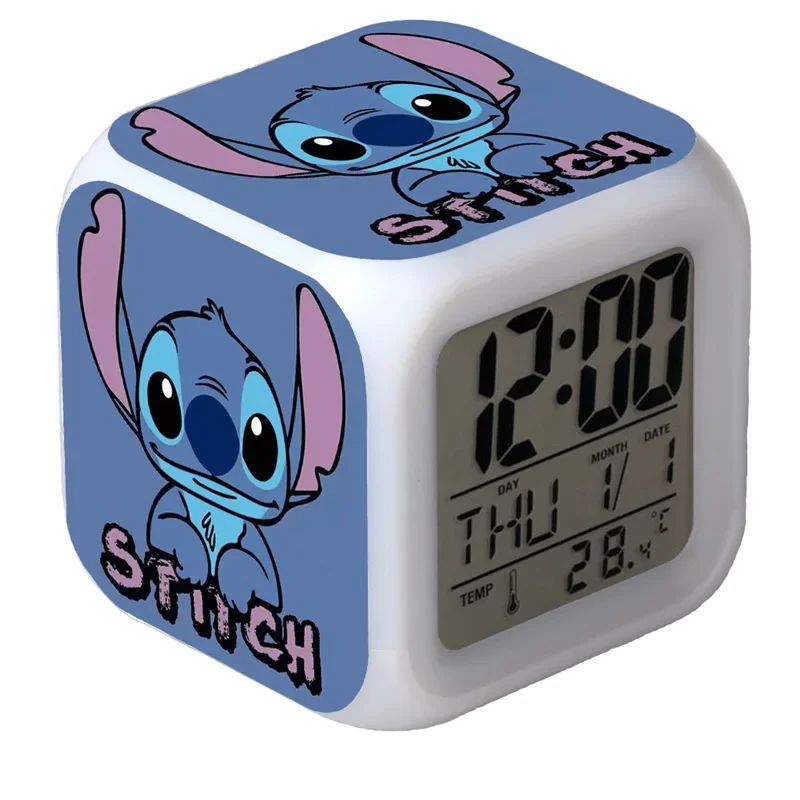 Gambar Anime Disney asli Lilo & Stitch kartun lucu jam Alarm gambar Anime lampu Digital berubah warna LED hadiah ulang tahun anak