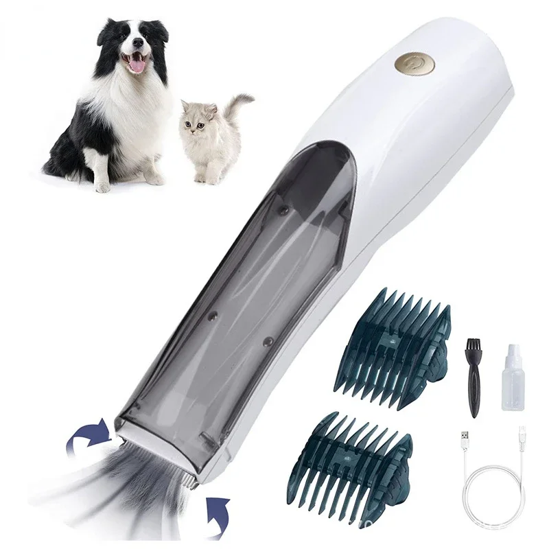 Portable Pet Vacuum hair Clipper 3 Speed Switch Rechargeable Dog hair Remover Grooming for Dog hairs and Cat Electric push shear