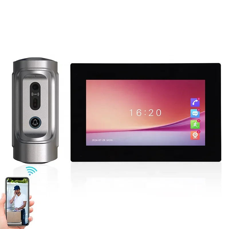 

Tuya Smart 1080p Video Interphone Doorbell Waterproof Metal Visual Intercom 7 inches Screen with Call Access Control