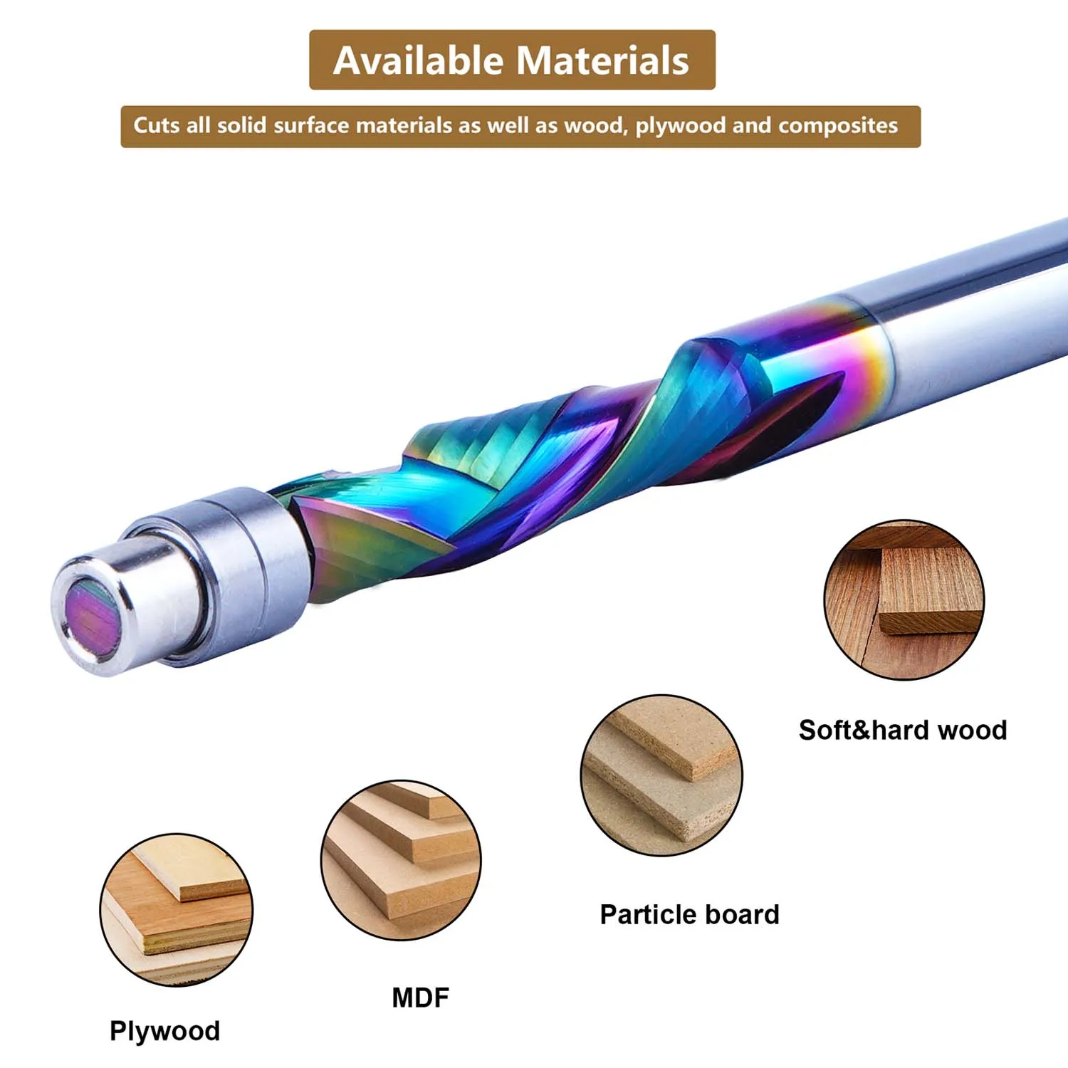 Imagem -06 - Dreanique-carboneto Sólido Rolamento Fresas Dlc Revestimento End Mill Flautas Espiral Flush Trim Milímetros Shank Carpintaria 1pc