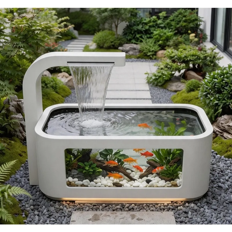 Aluminum alloy outdoor courtyard flowing water landscape pool fish ecological fish tank stainless steel stacked water