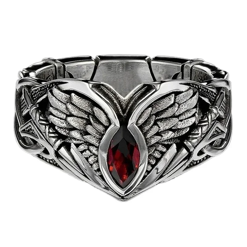 Luxury Jewelry Demon Eye Fallen Angel Wings Horse Eye Rings Trendy Gothic Engagement Ring for Women Unique Abyss Design