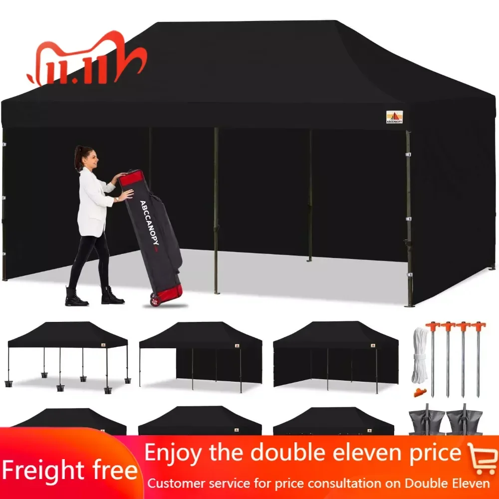 

ABCCANOPY Heavy Duty Ez Pop up Canopy Tent with Sidewalls 10x20, Black Freight free