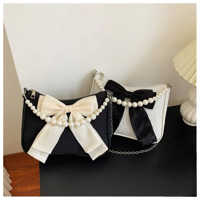 

2022 Spring/Summer New Fashion Simple Women's Bag Fashion Bow Tie One Shoulder Portable Underarm Bag