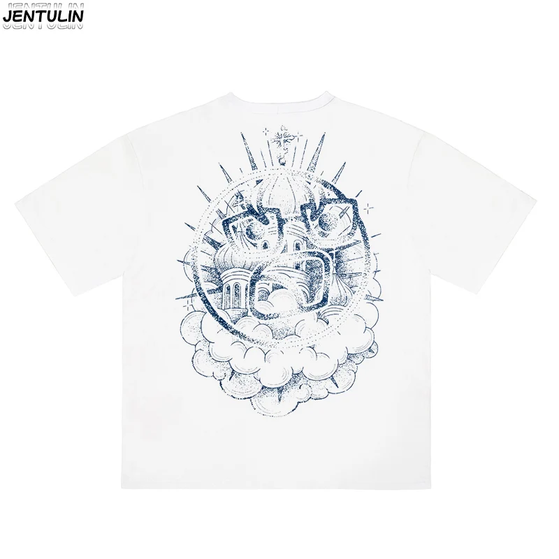 Street T-shirt Y2K Hip Hop Gothic Pattern Printed Oversized T-shirt for Men Y2k Women New Round Neck Cotton Short Sleeve Top