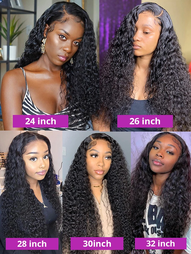 Perruque Lace Front Wig Deep Wave Naturelle Bouclée, Cheveux Humains, Transparent, 13x4, 13x6, HD, 40 Pouces, pour Femme